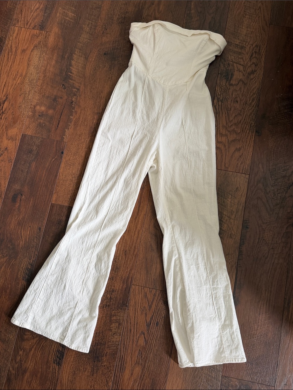 What's The Catch Strapless Jumpsuit White